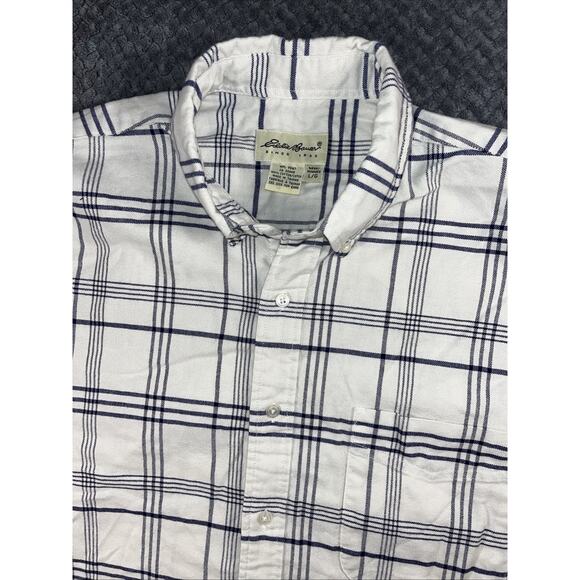 Eddie Bauer Shirt Mens L Blue Plaid Cotton Button Down Long Sleeve Oxford Casual - Picture 1 of 10